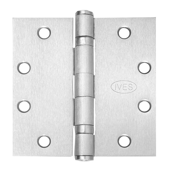 5-Knuckle Ball Bearing Hinge, Heavy Weight, 4-1/2-in x 4-1/2-in, 4-Wire, Satin Chrome Finish